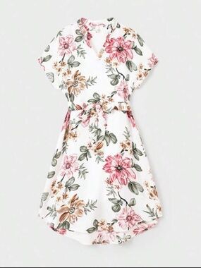 SHEIN Cream and Brown Floral dress